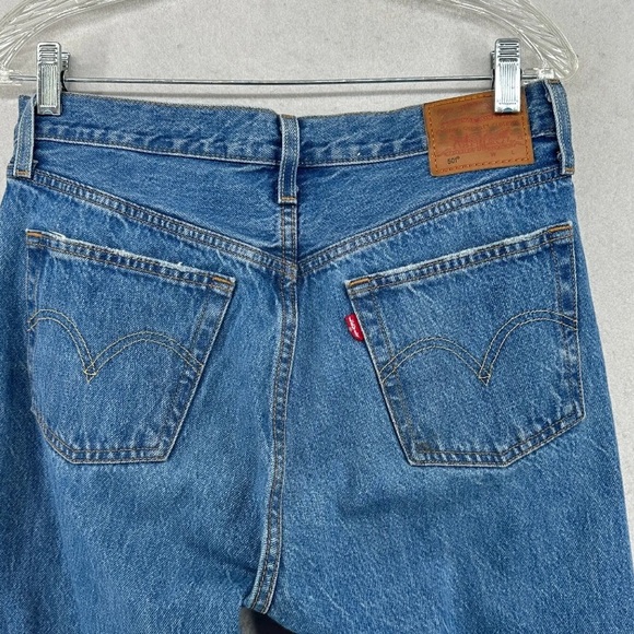 LEVI'S 501’s Original Fit Button Fly 100% Cotton Distressed Denim Sz. 28x30 - Picture 12 of 14